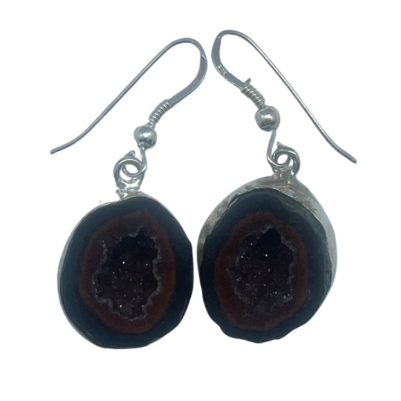 Brown Druzy Geode Earrings - Picture 1 of 1